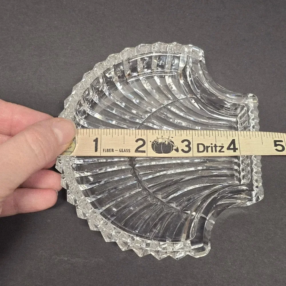 Vintage Waterford Crystal Scalloped Sea Shell Jewelry Trinket Vanity Dish